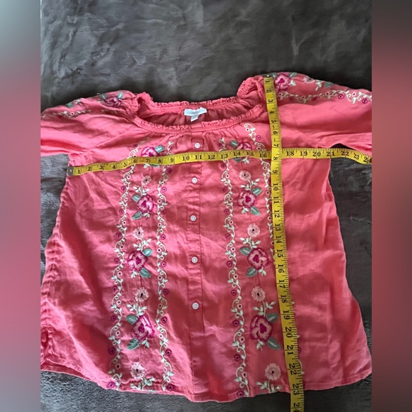 Charter Club Top floral embroidered linen blouse Size Small - Picture 10 of 12